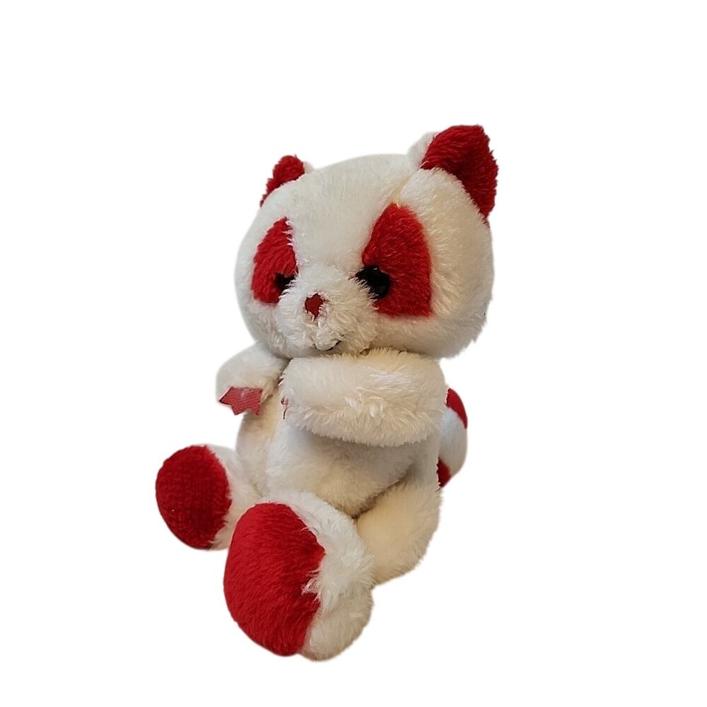 Vtg California Stuffed Toys White And Red Raccoon No Heart